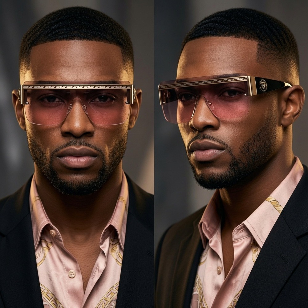 Fashion Stylish Men Shield Sunglasses Pink Gradient Flat Top Shade Hip Hop Fancy
